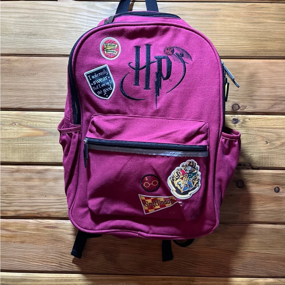 Harry Potter Maroon Backpack with Patches